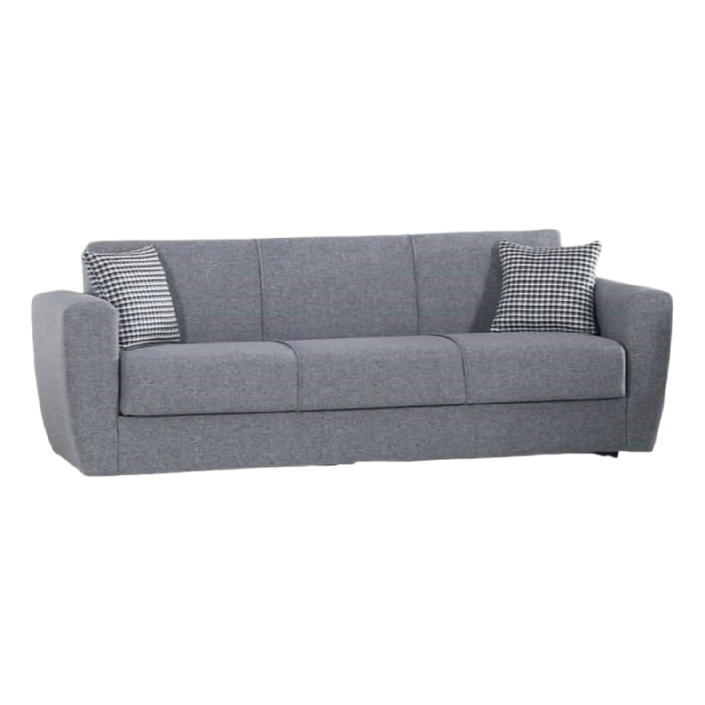 Canap¨¦ moderne gris avec coussins ¨¤ motif