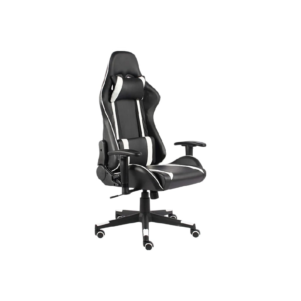 Chaise de jeu ergonomique en cuir noir avec accoudoirs r¨¦glables